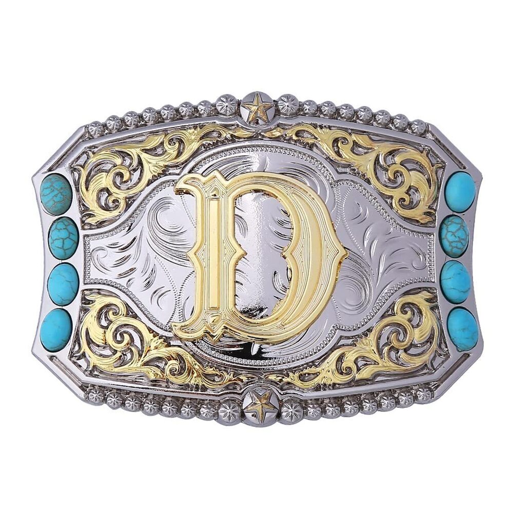 8050 Western Belt Buckle Cowboy Rodeo Initial Letters ABCDEFG to Z